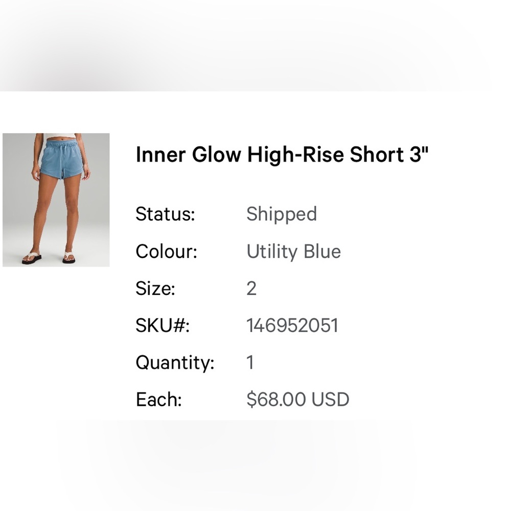Lululemon Inner Glow High-Rise Short 3"